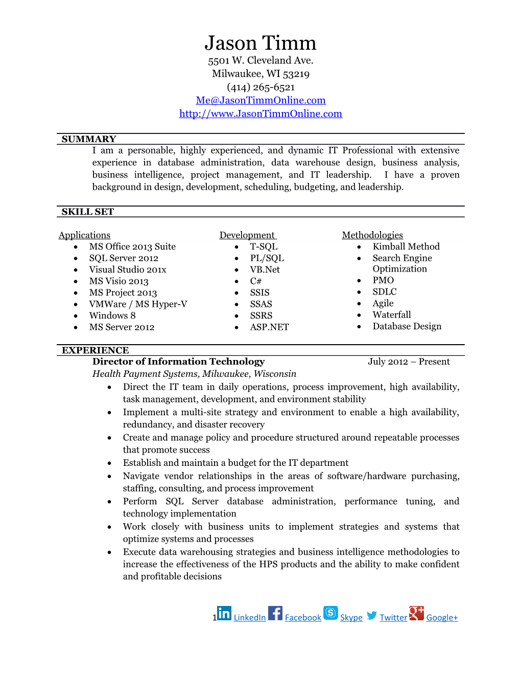 Jason Timm Resume