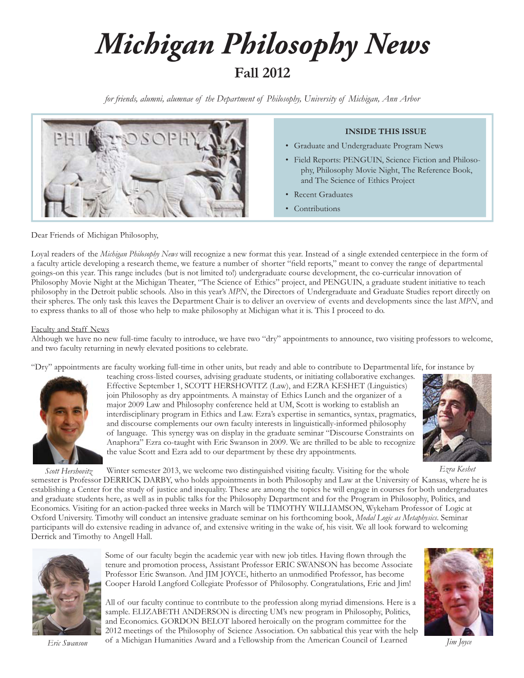 Philosophy Newsletter Fall 2012.Indd