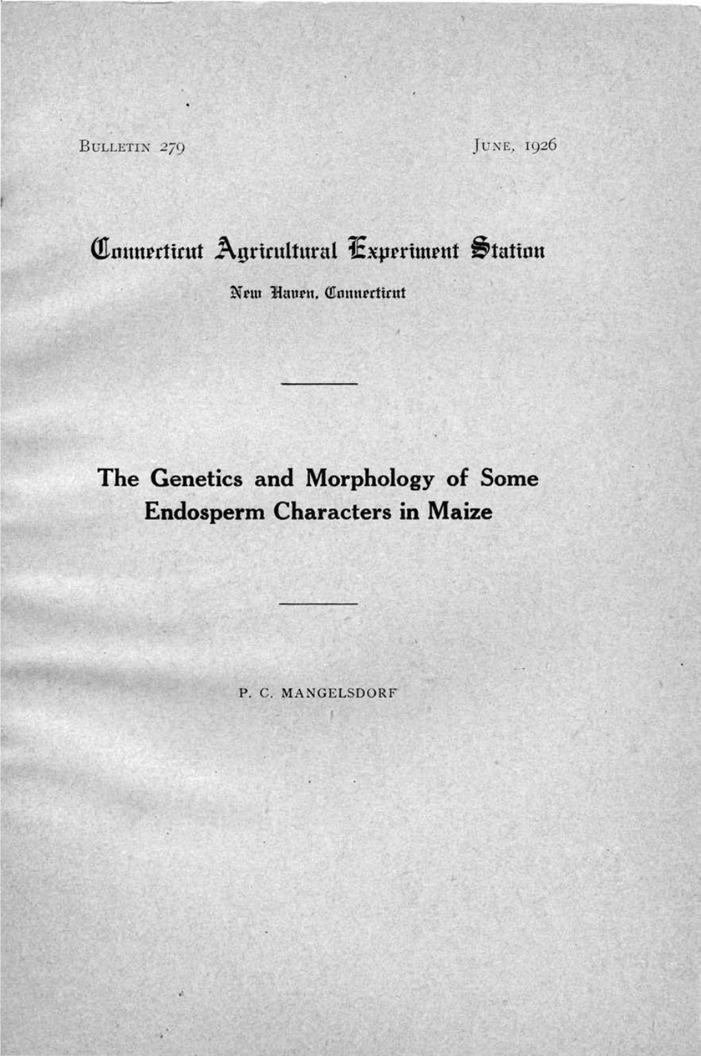 The Genetics and Morphology of Some Endosperm Characters in Maize