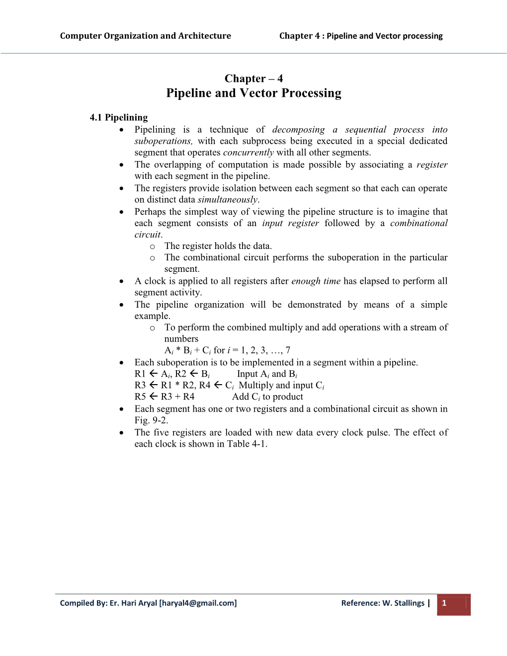Pipeline and Vector Processing