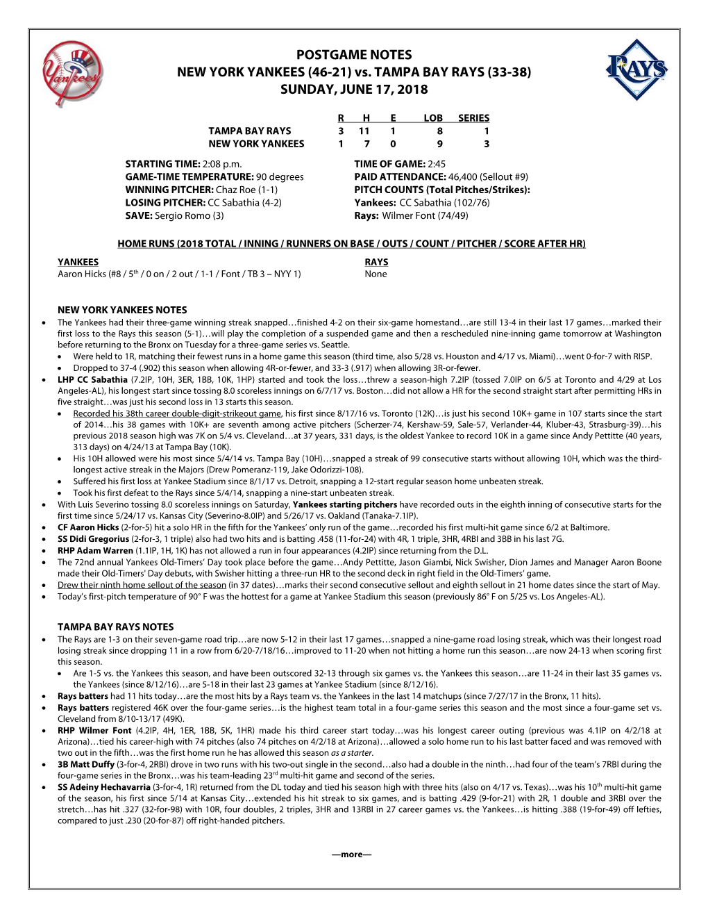 Post-Game Notes