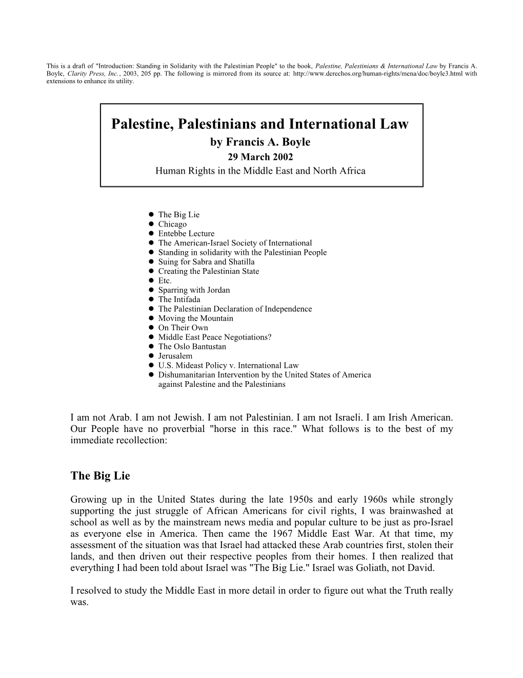 Palestine, Palestinians and International Law, by Francis Boyle