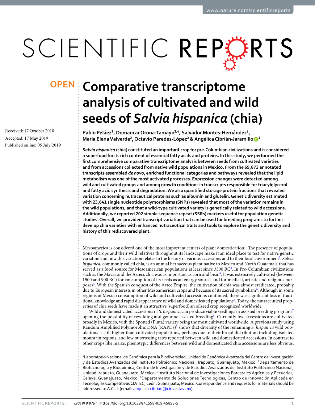 Comparative Transcriptome Analysis of Cultivated and Wild Seeds of Salvia