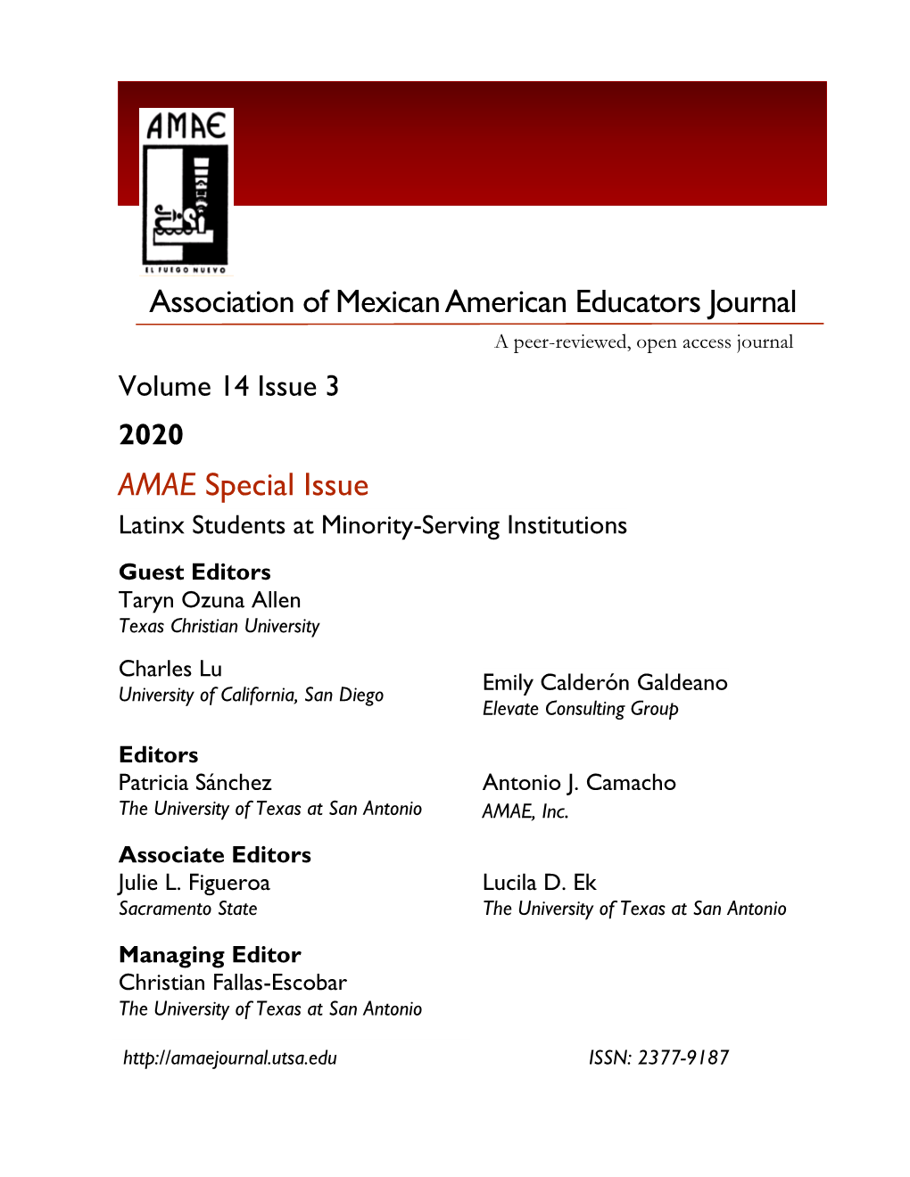 AMAE Special Issue Association of Mexican American Educators Journal