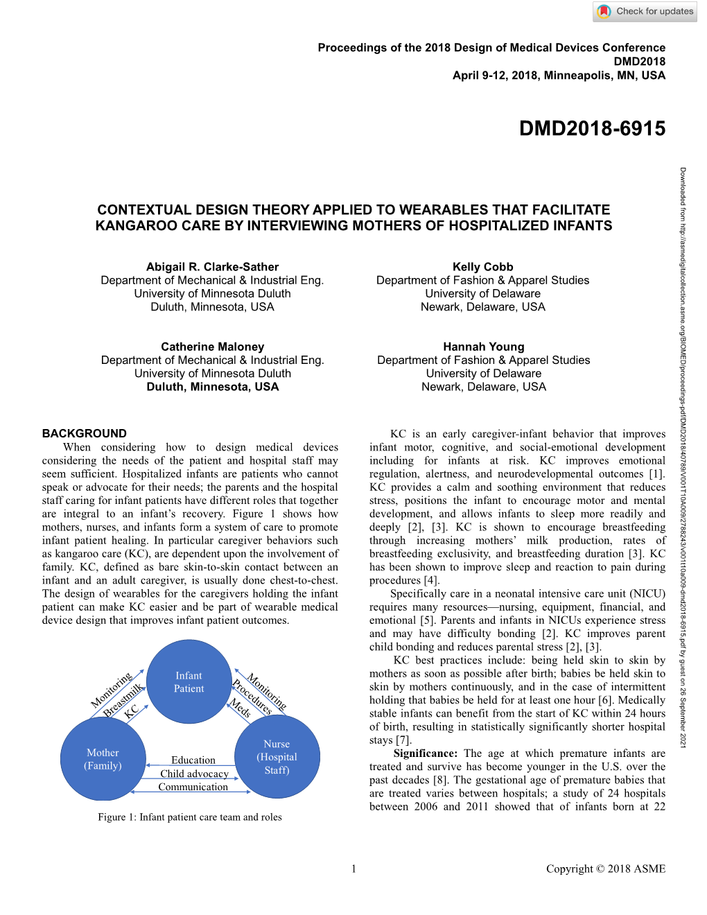 Contextual Design Theory Applied to Wearables That Facilitate Kangaroo Care by Interviewing Mothers of Hospitalized Infants