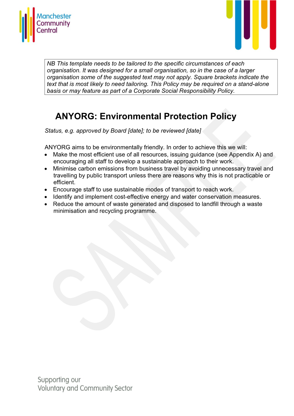 ANYORG: Environmental Protection Policy