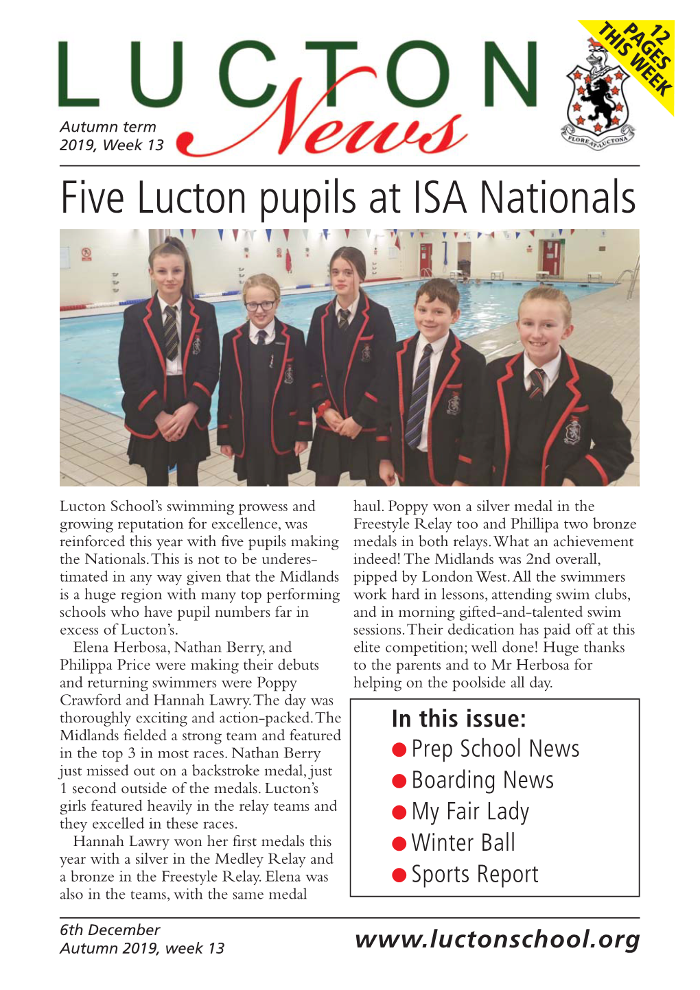 Week 13 Five Lucton Pupils at ISA Nationals