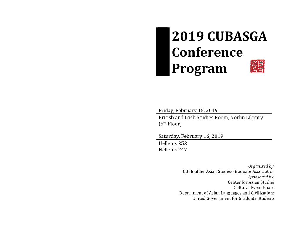 2019 CUBASGA Conference Program