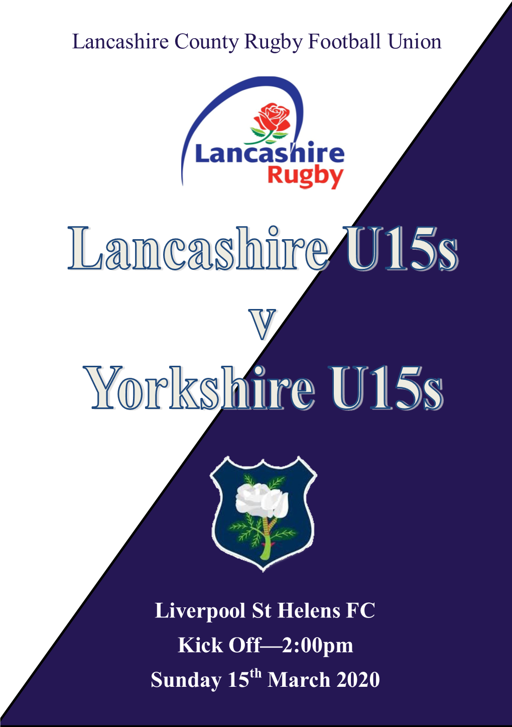 Liverpool St Helens FC Kick Off—2:00Pm Sunday 15Th March 2020 Lancashire County Rugby Football Union