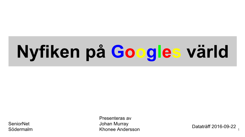 Nyfiken På Googles Värld