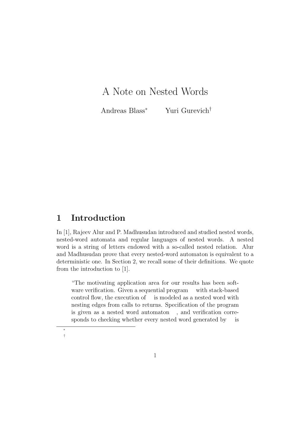 A Note on Nested Words