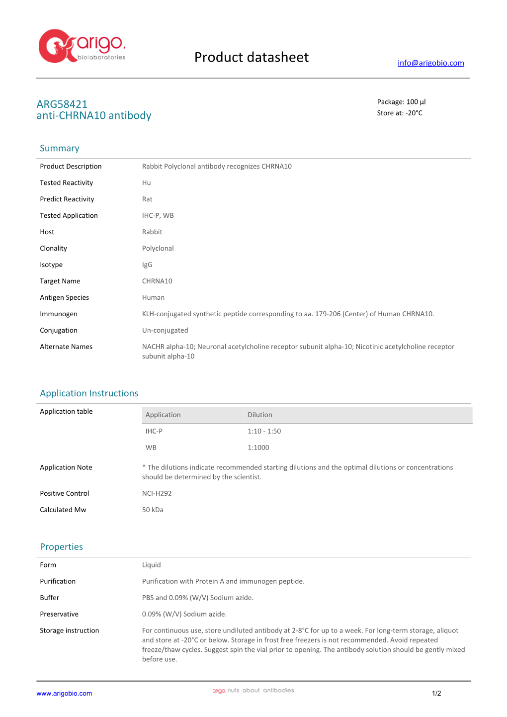 Anti-CHRNA10 Antibody (ARG58421)