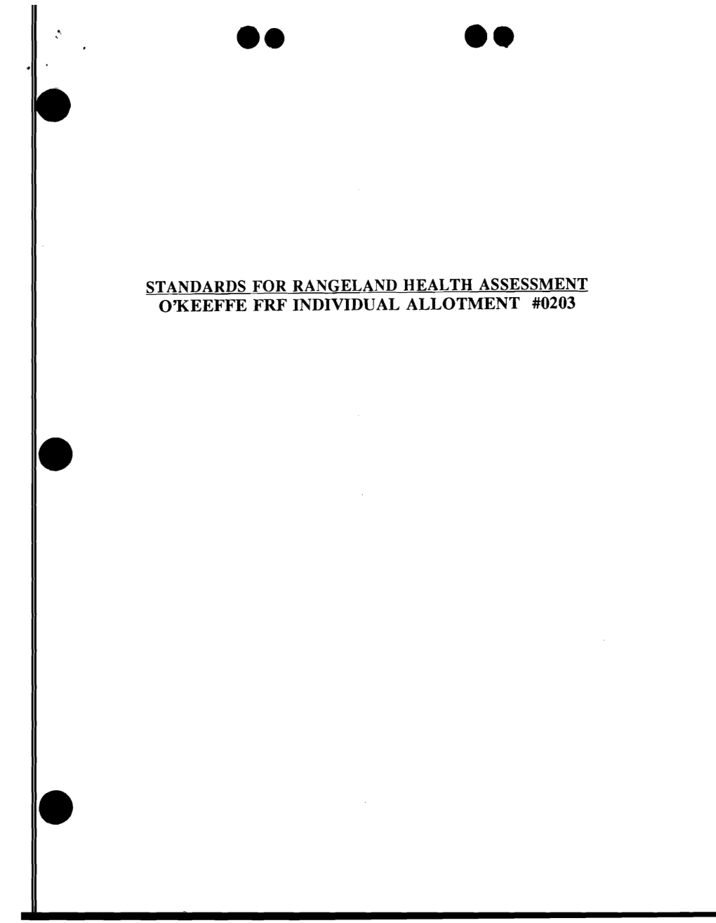 Standards for Rangeland Health Assessment O'keeffe FRF