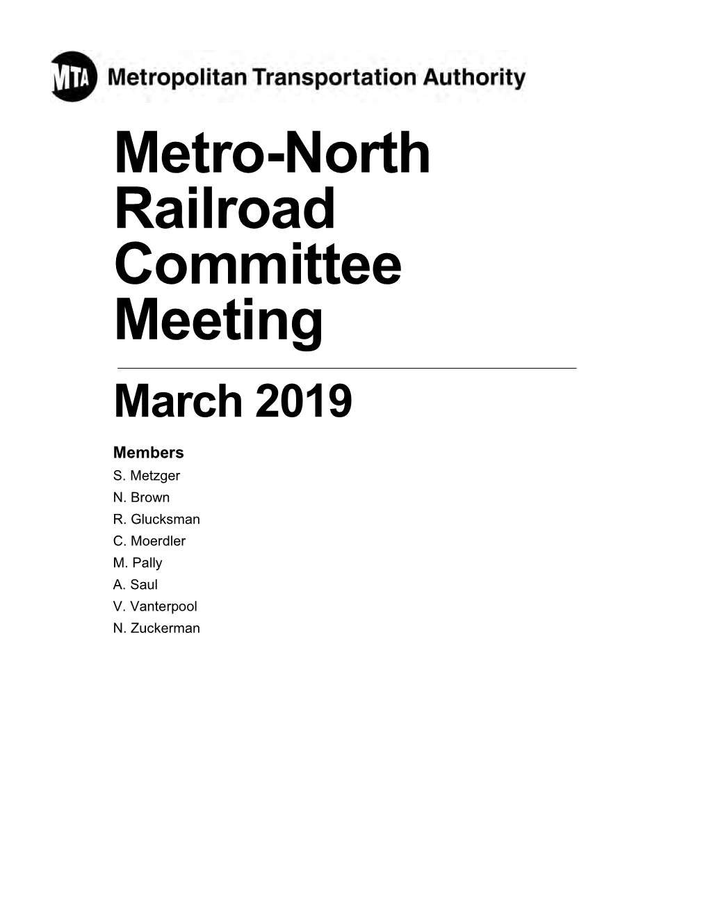 Metro-North Railroad Committee Meeting