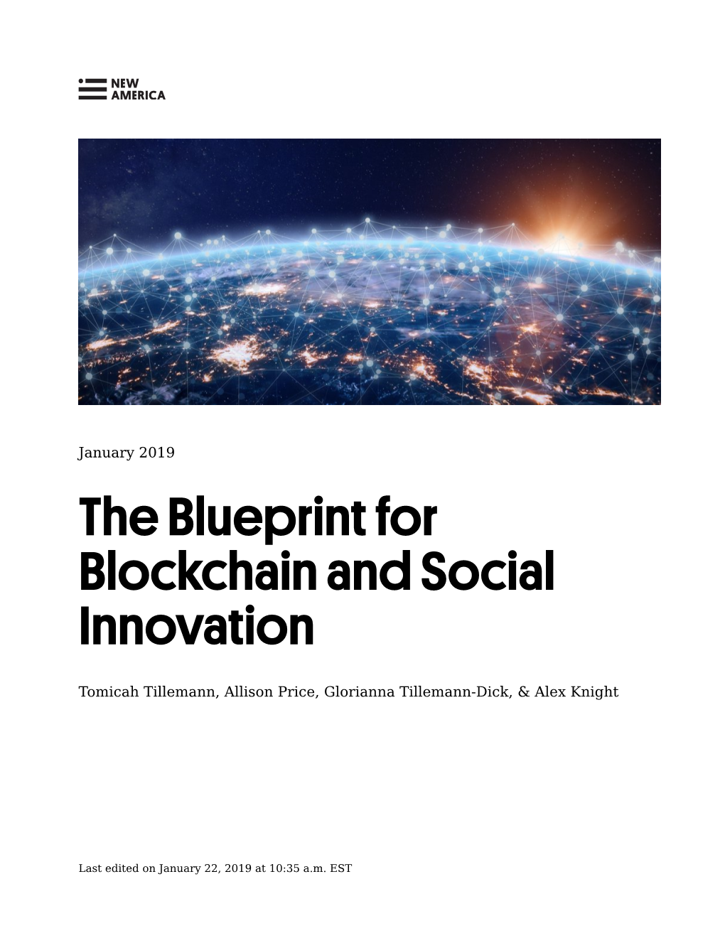 The Blueprint for Blockchain and Social Innovation