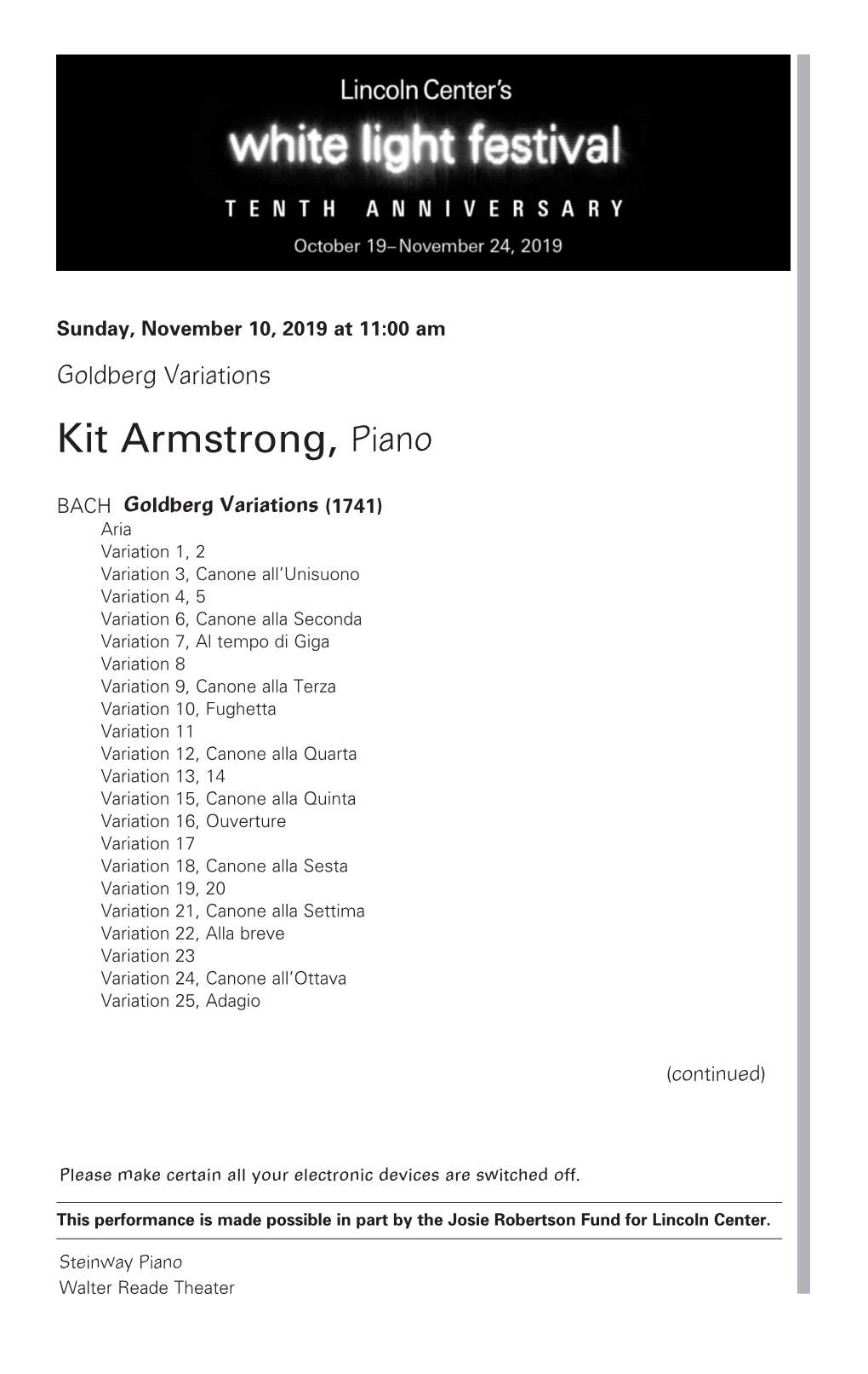 Kit Armstrong, Piano