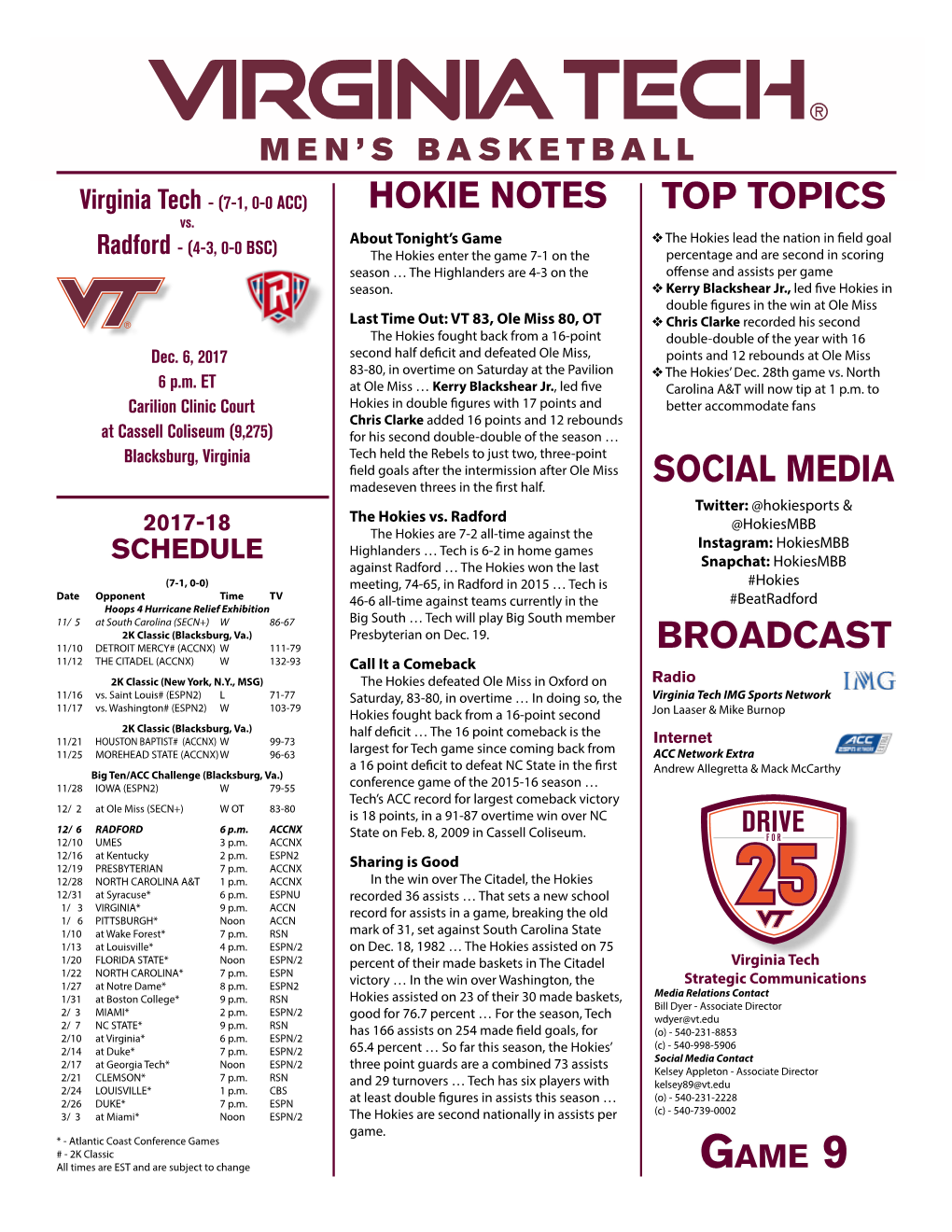 Social Media Top Topics Hokie Notes Broadcast