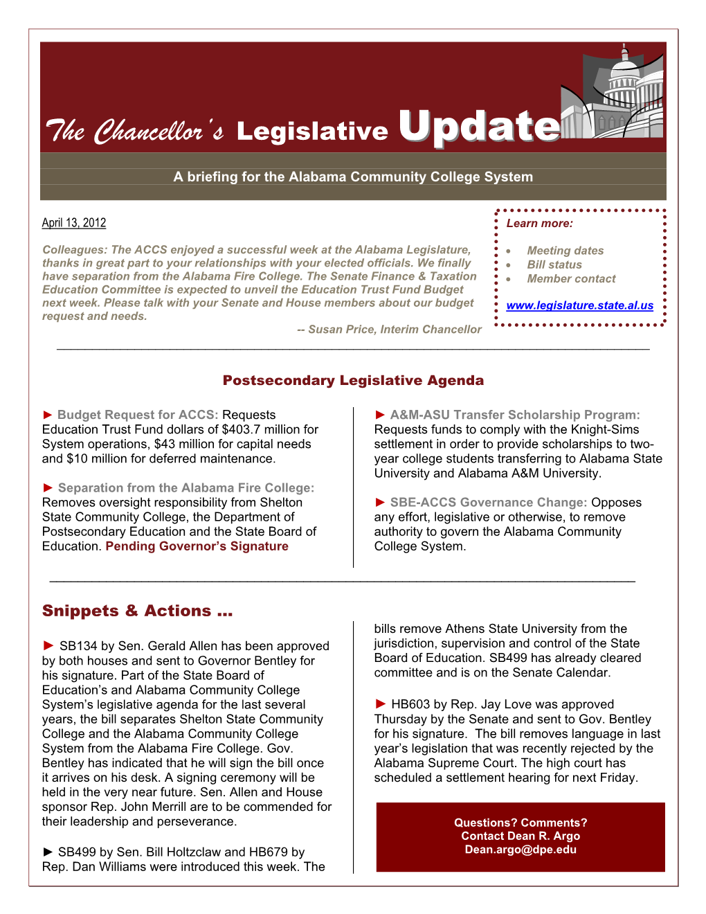 S Legislative Update