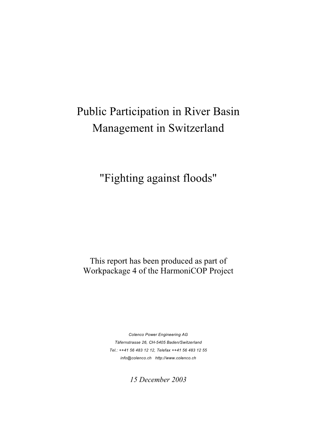 Public Participation in River Basin Management in Switzerland