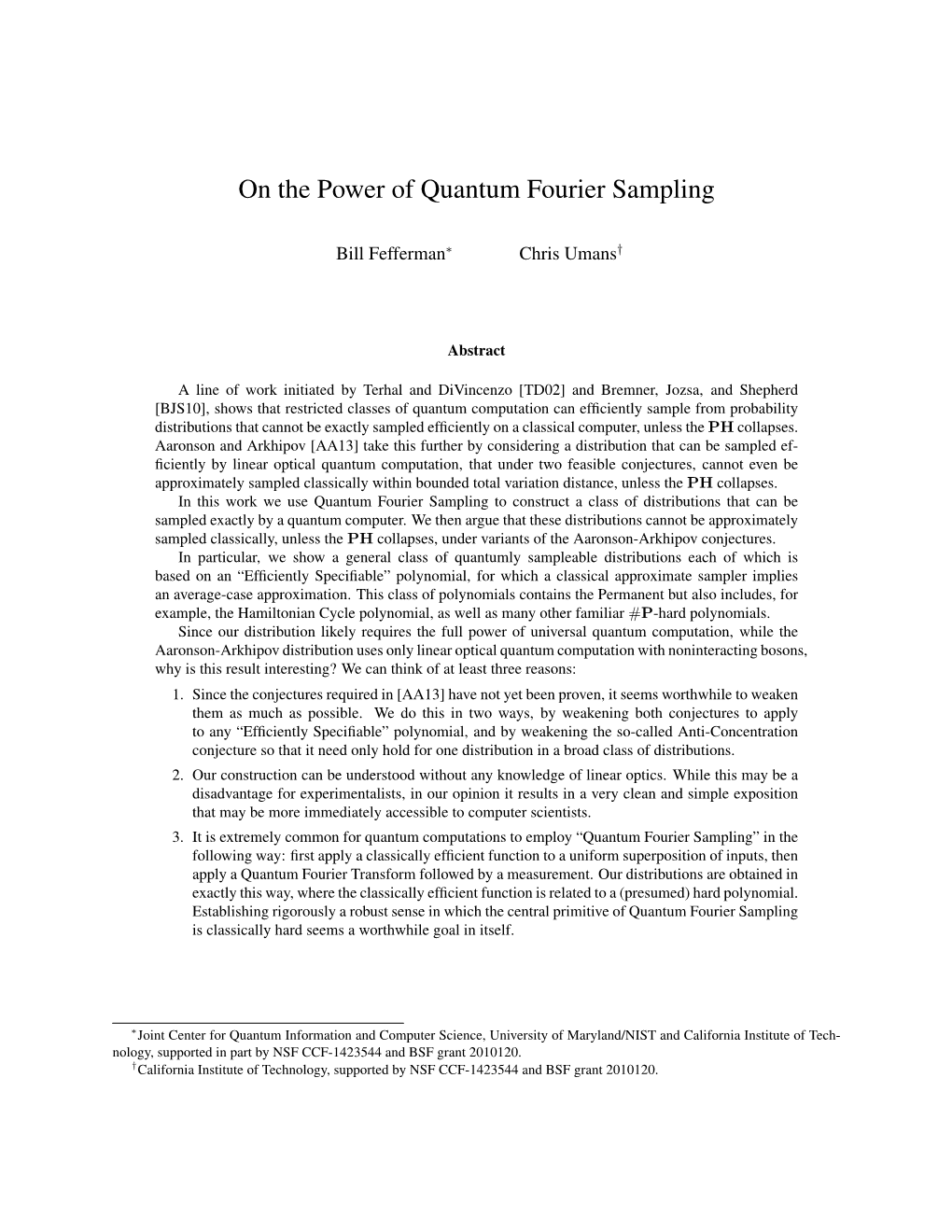 On the Power of Quantum Fourier Sampling