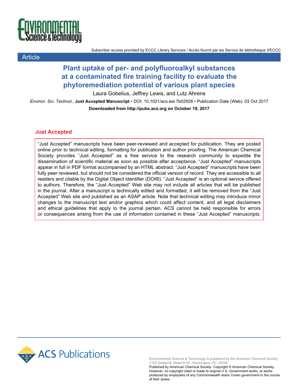 And Polyfluoroalkyl Substances at a Contaminated Fire Training Facility To