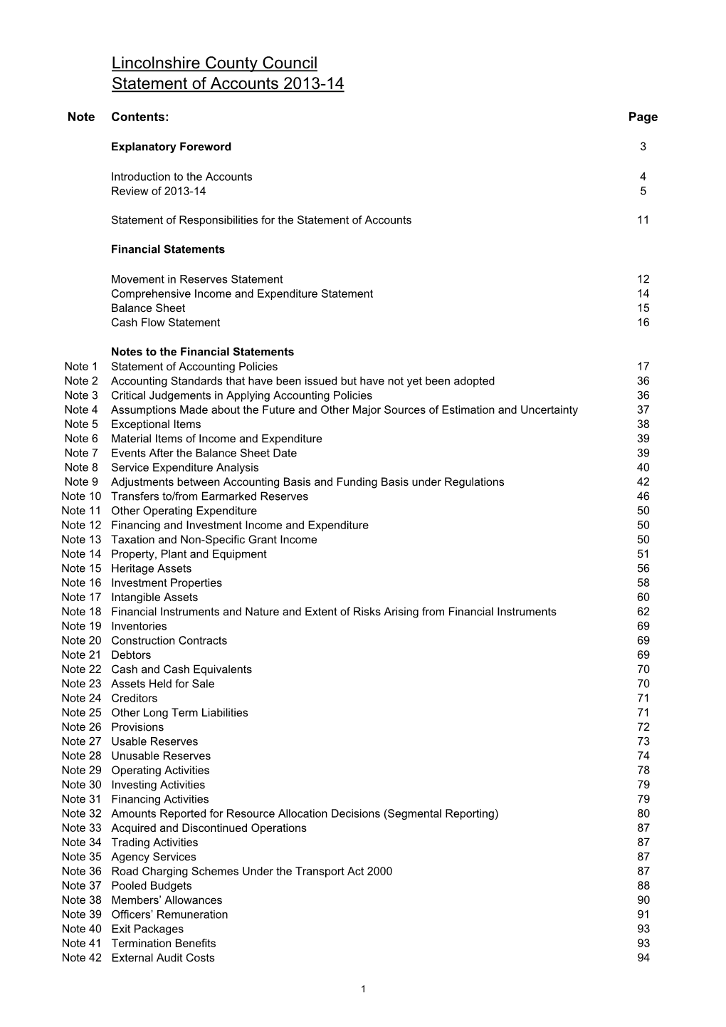 Statement of Accounts 2013-14