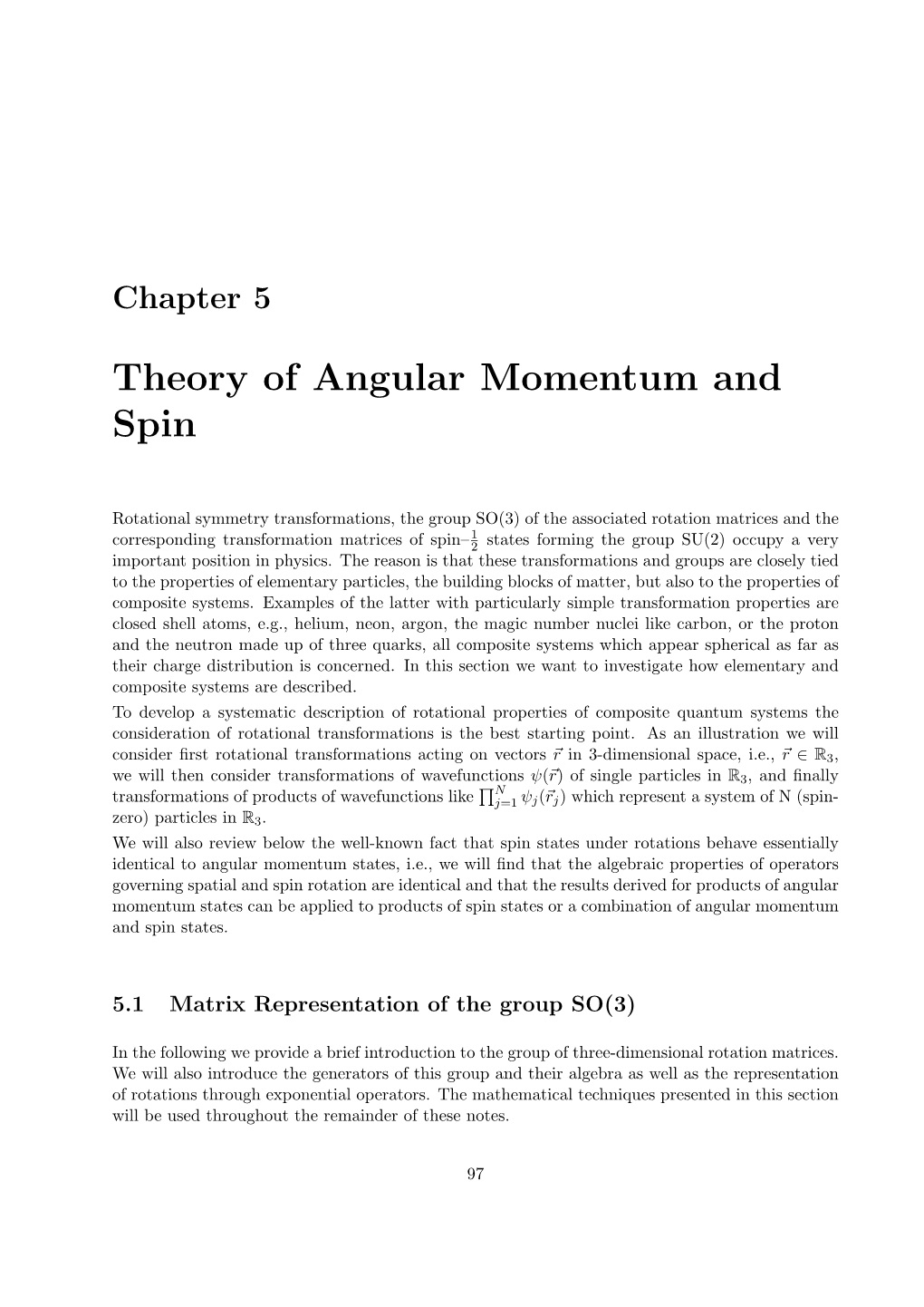 Theory of Angular Momentum and Spin