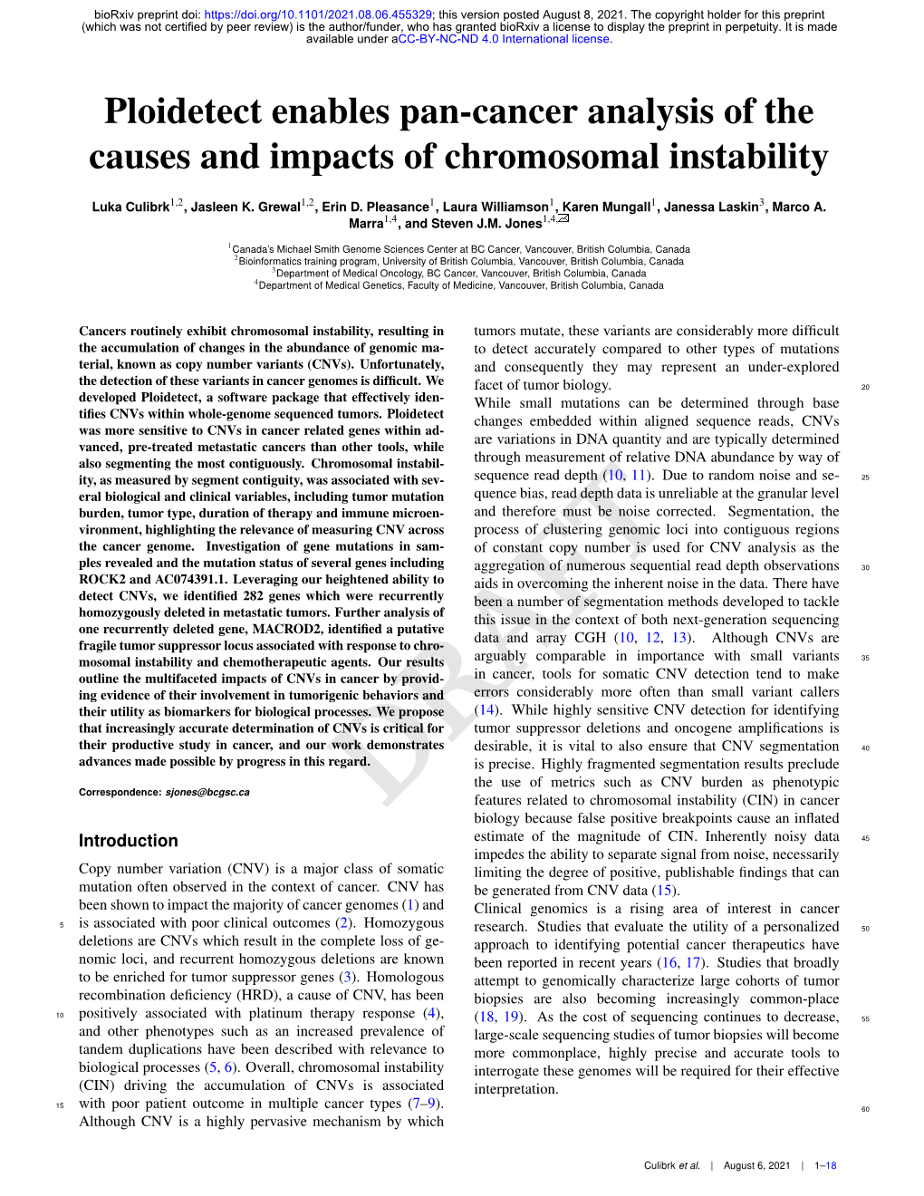 Ploidetect Enables Pan-Cancer Analysis of the Causes and Impacts of Chromosomal Instability