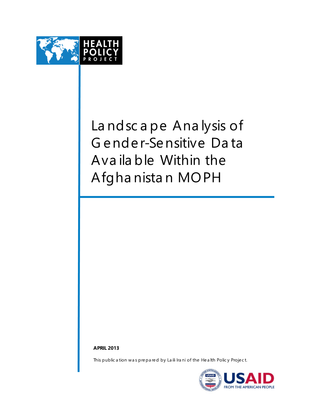 Landscape Analysis of Gender-Sensitive Data Available Within the Afghanistan MOPH