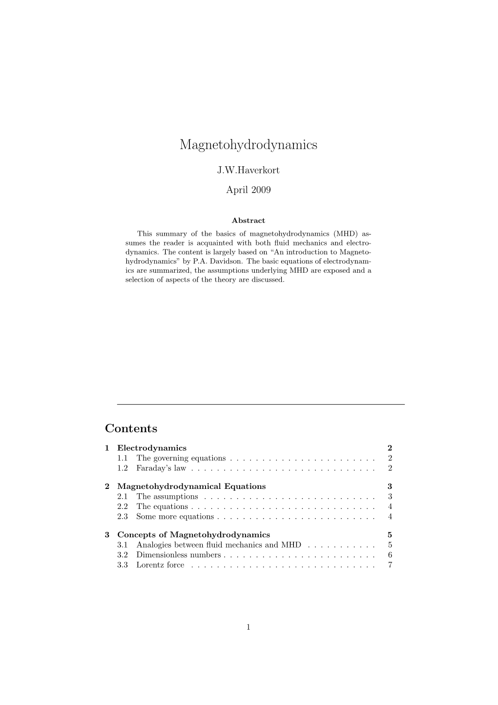 Magnetohydrodynamics