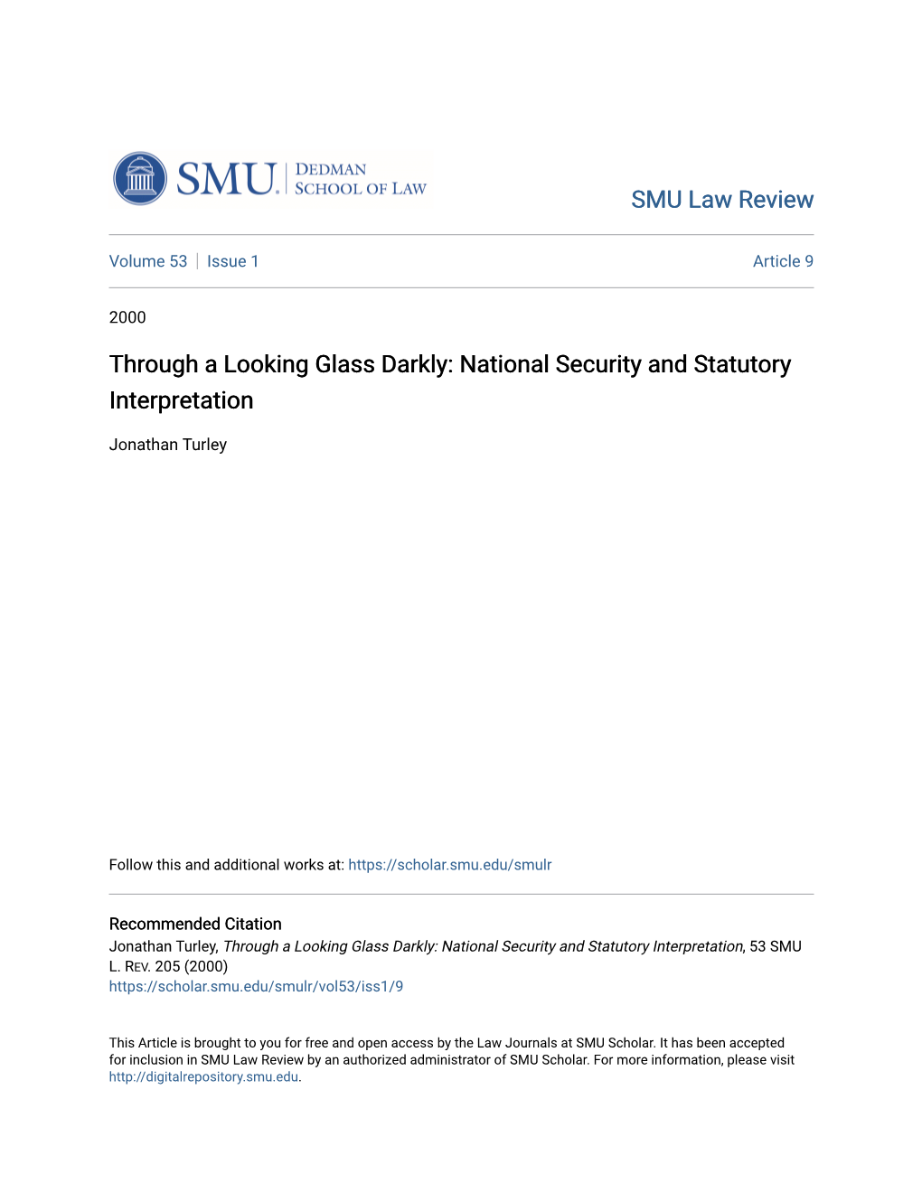 National Security and Statutory Interpretation
