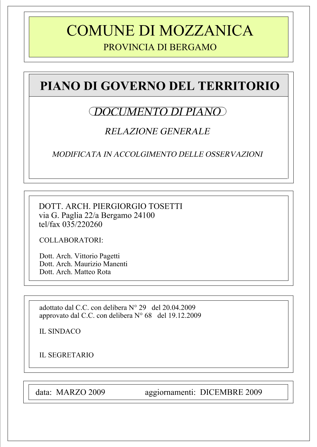 Relazione Documento Di Piano