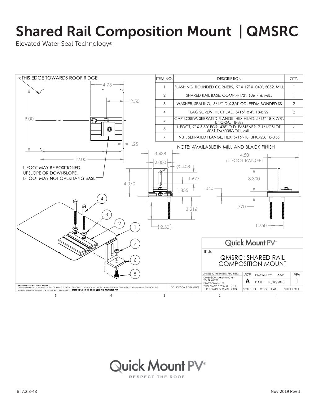 Shared Rail Composition Mount | QMSRC Elevated Water Seal Technology®