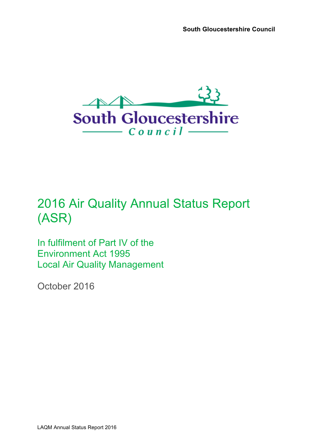 2016 Air Quality Annual Status Report (ASR)