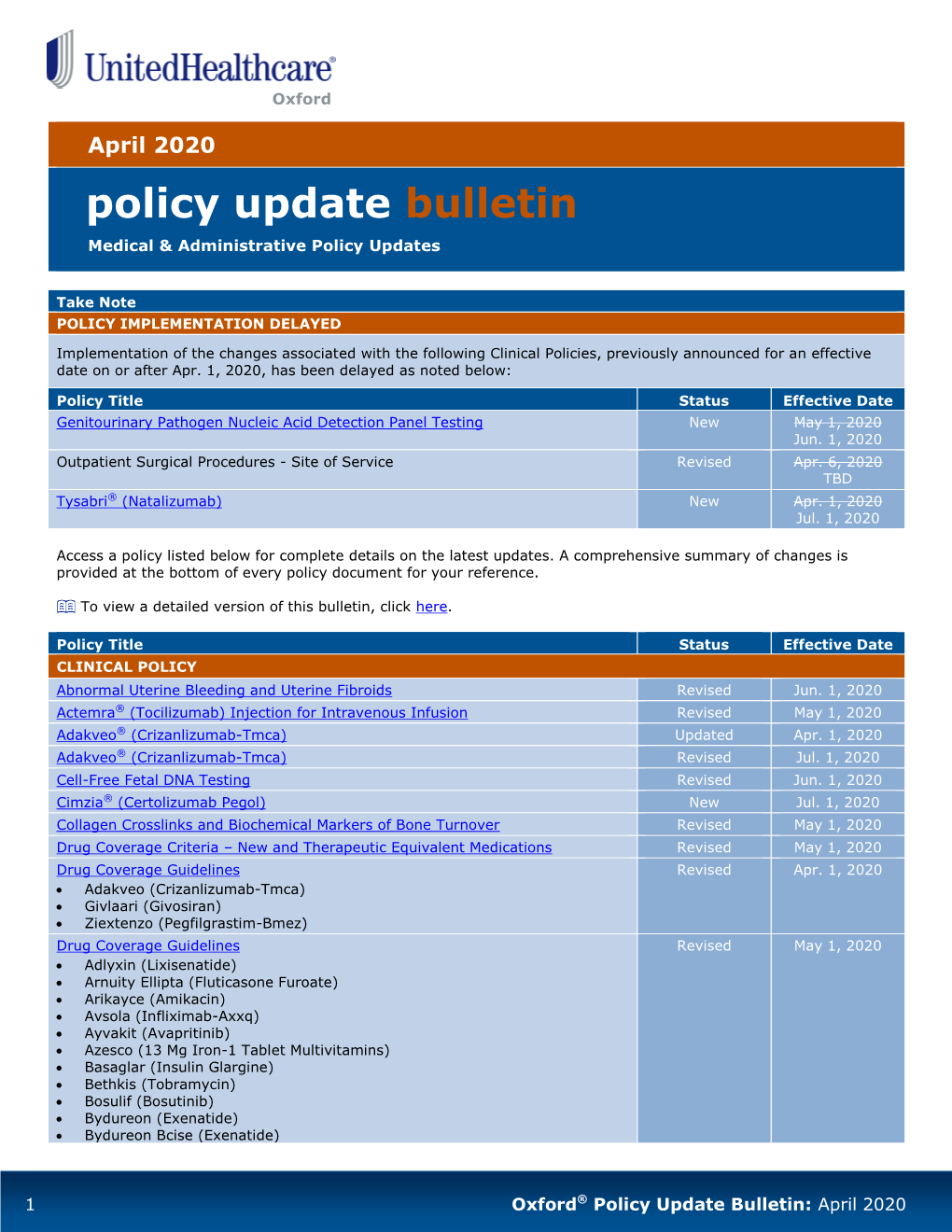 Oxford Policy Update Bulletin: April 2020