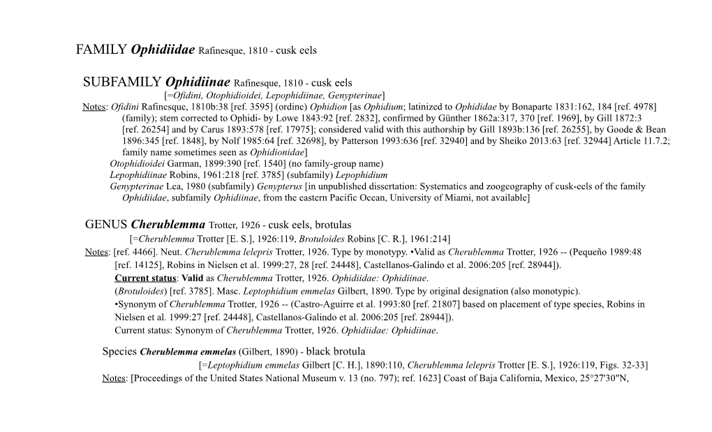 Cusk Eels, Brotulas [=Cherublemma Trotter [E