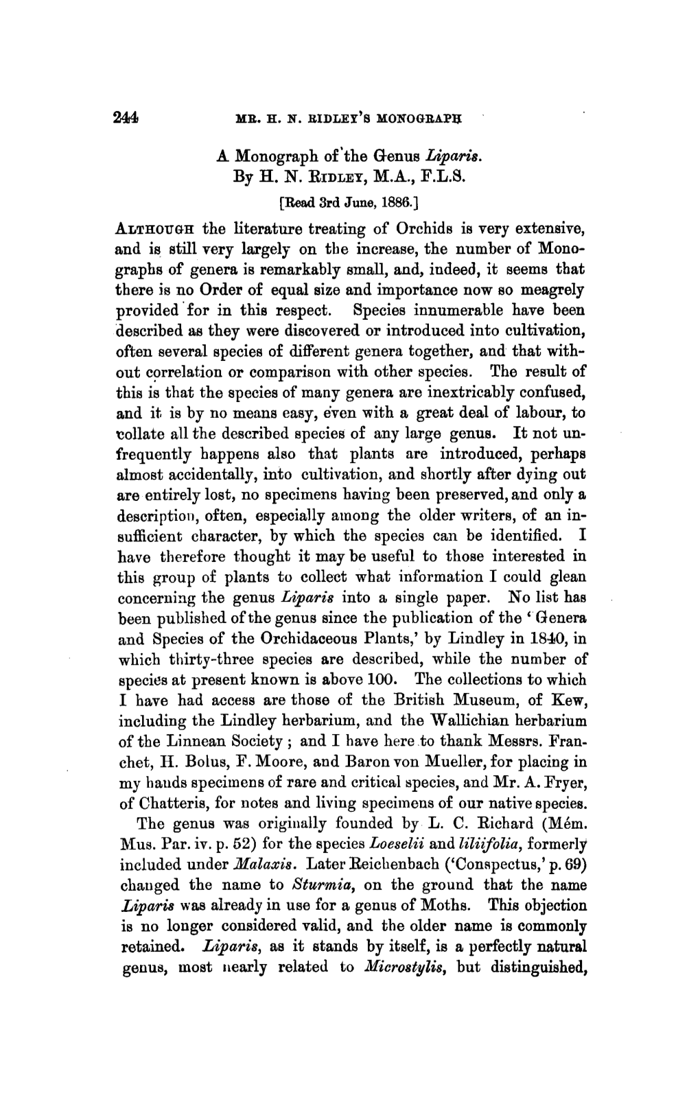A Monograph of the Genus Liparis
