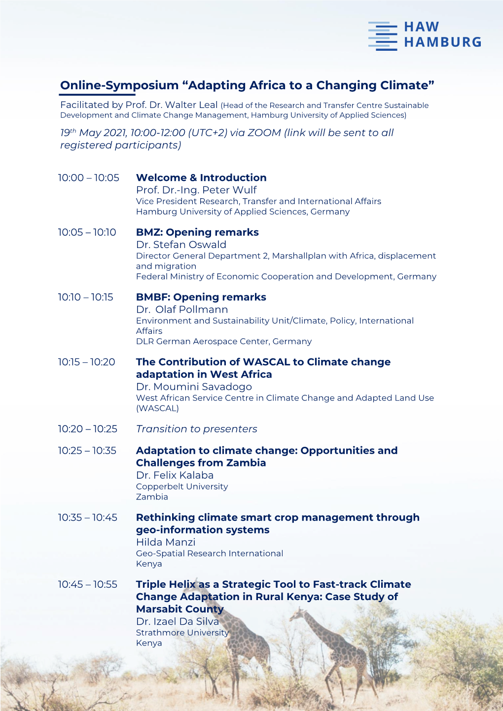 Online-Symposium “Adapting Africa to a Changing Climate”