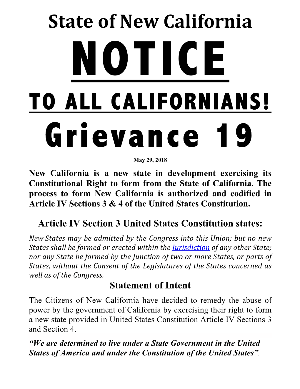 Grievance 19 State of New California (Pdf)