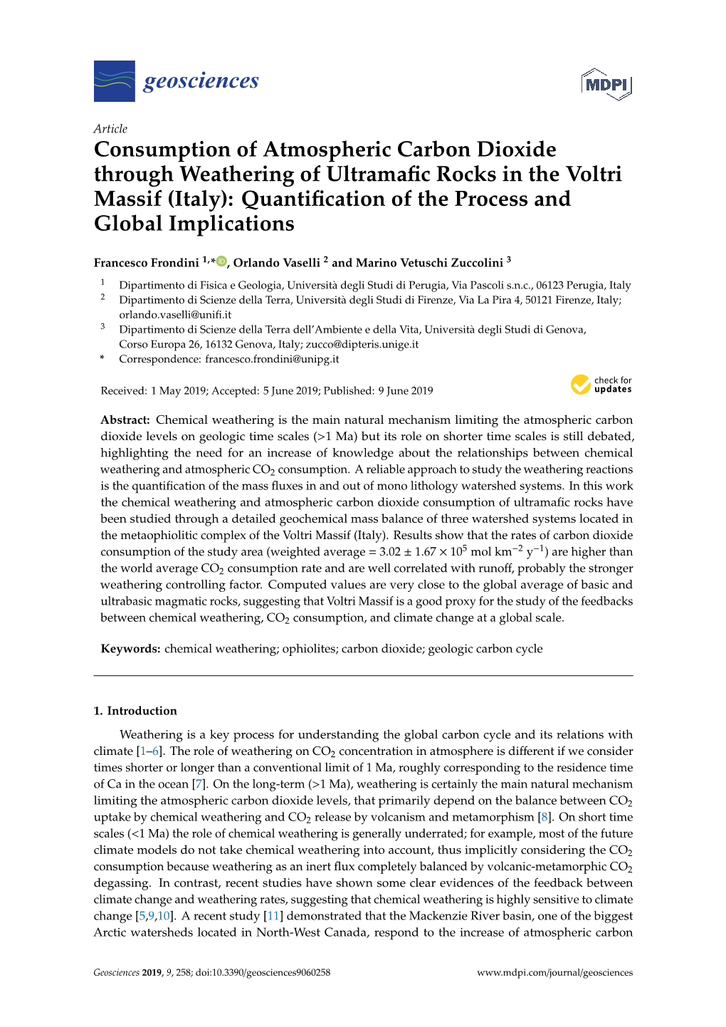 Consumption of Atmospheric Carbon Dioxide Through Weathering of Ultramafic Rocks in the Voltri Massif