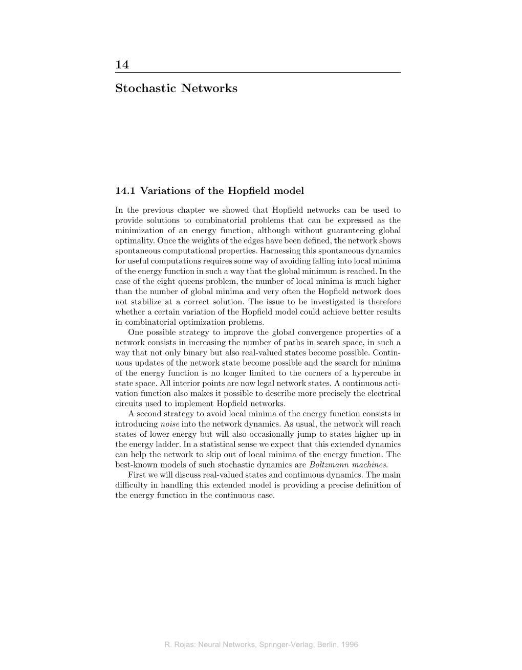Chapter 14 Stochastic Networks