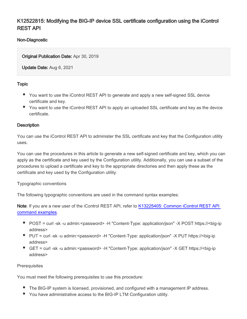 K12522815: Modifying the BIG-IP Device SSL Certificate Configuration Using the Icontrol REST API