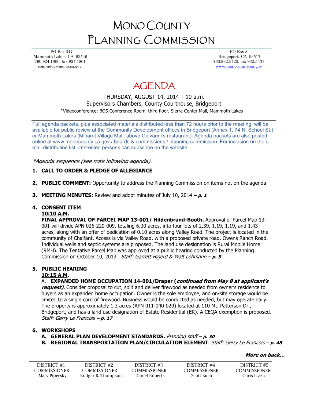 Mono County ¡Lanning Commission Agenda