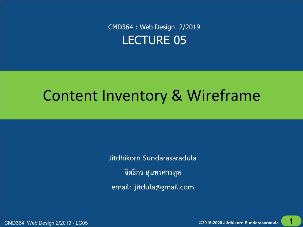 2/2019: Lecture 5