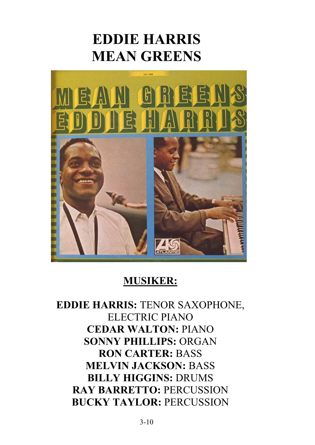 Eddie Harris Mean Greens