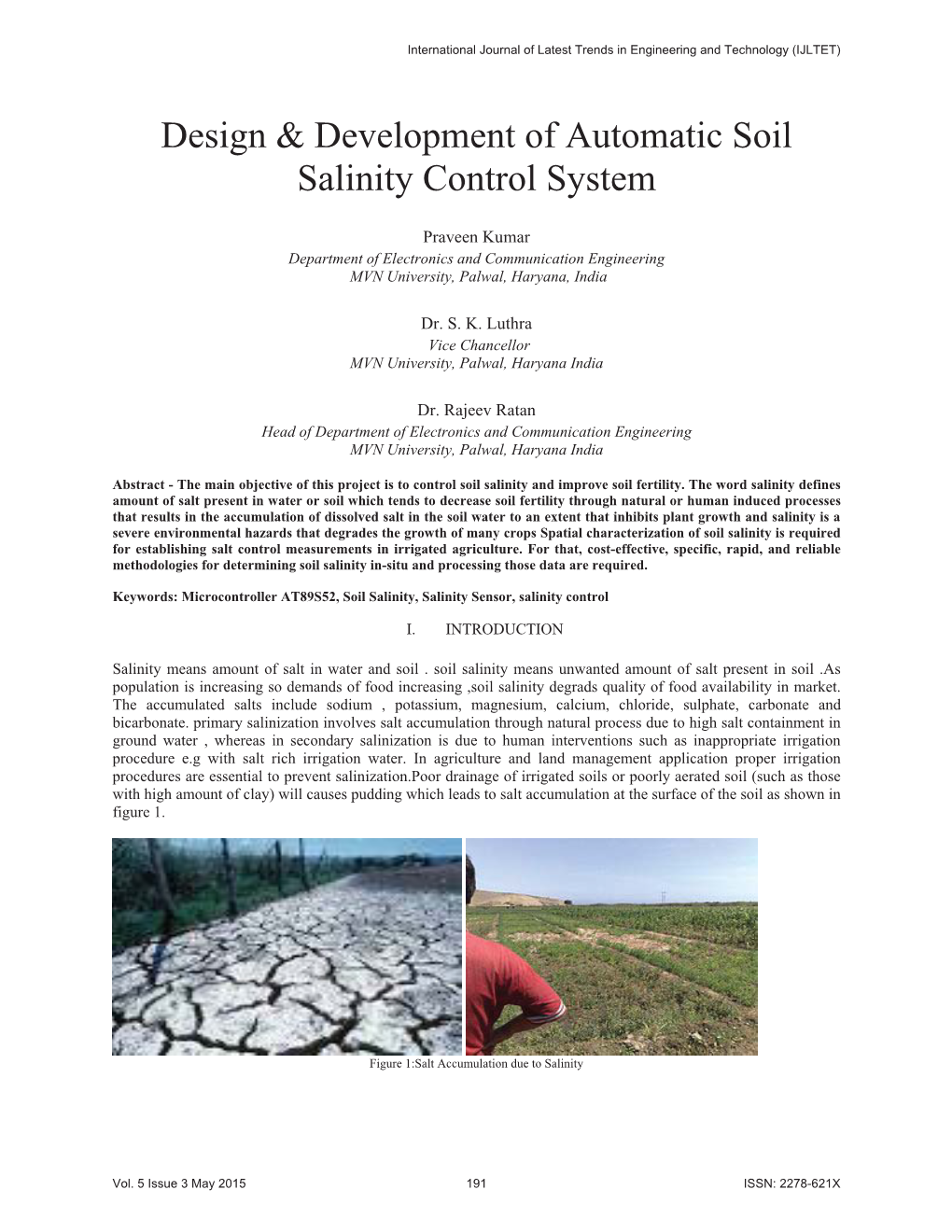 Design & Development of Automatic Soil Salinity Control System