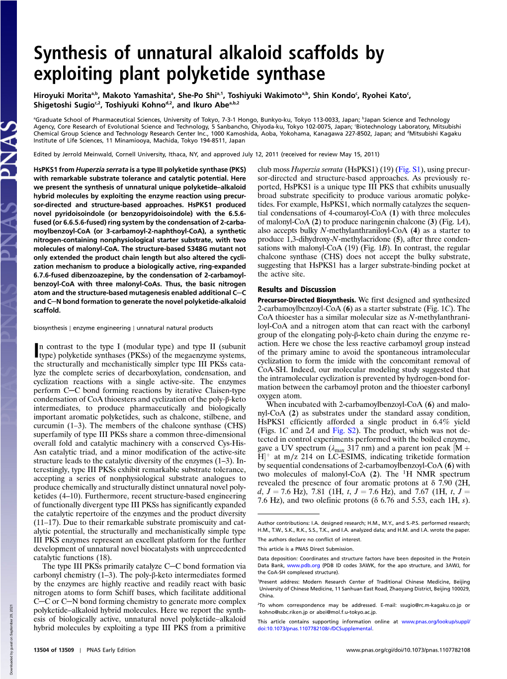 Synthesis of Unnatural Alkaloid Scaffolds by Exploiting Plant Polyketide Synthase