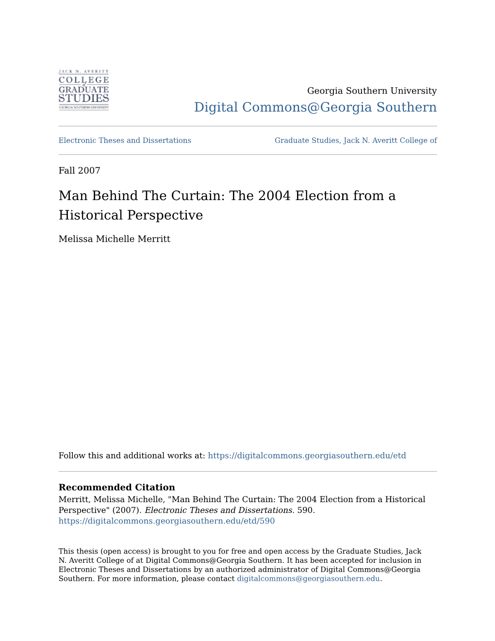 The 2004 Election from a Historical Perspective