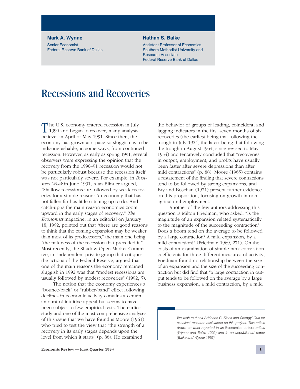 Recessions and Recoveries