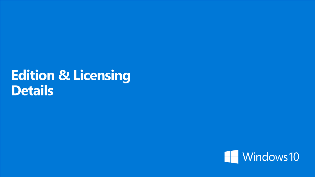 Windows 10 Volume Licensing Overview